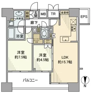 グランリビオ芝大門【16階】の間取り