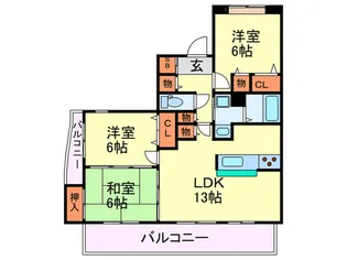グランシャリオ高宮【9階】の間取り