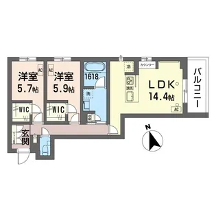 Radiant扇(ラディアントオウギ)【2階】の間取り