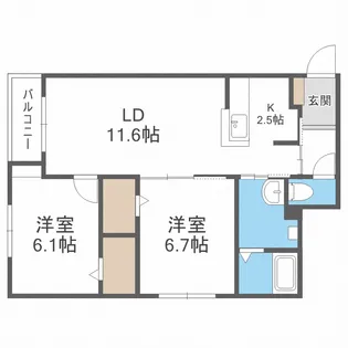 Twinkle桑園(トゥインクル桑園)【2階】の間取り