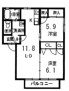 フォーレス高松 A【2階】の間取り