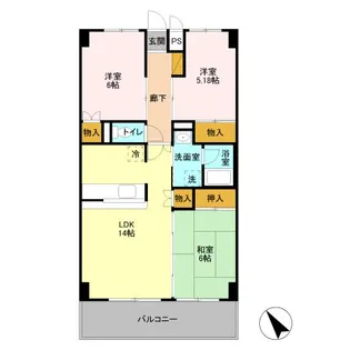 りゅうが丘ハイツ【2階】の間取り