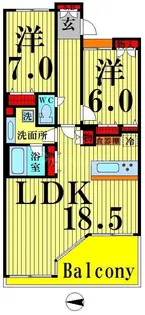 ロイヤルパークス西新井【7階】の間取り