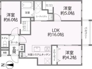シティグレイス新札幌【4階】の間取り
