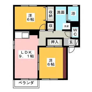 セジュールノリタケB棟【2階】の間取り