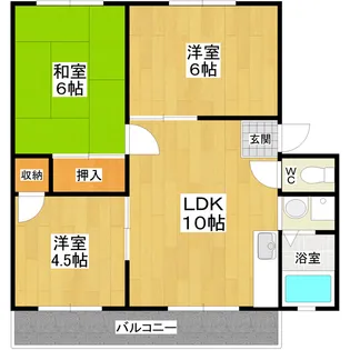 茨城県つくば市花畑2【アパート】の間取り