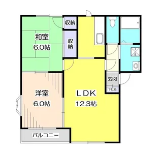 埼玉県狭山市狭山台2【アパート】の間取り