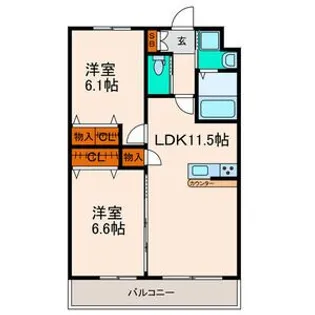 東仙台レジデンス参番館【5階】の間取り