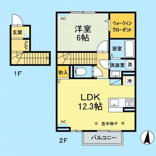福島県郡山市久留米5【アパート】の間取り