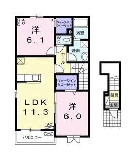 2LDKの間取り画像