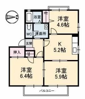 シャーメゾン新垢田【1階】の間取り