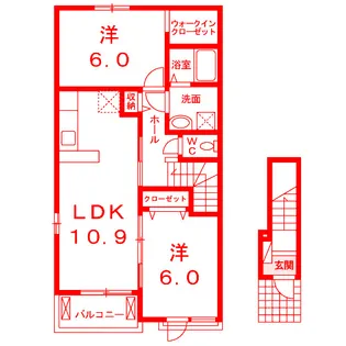 カーサ・フェリーチェI【2階】の間取り