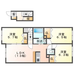 ジェラン明徳町A【2階】の間取り