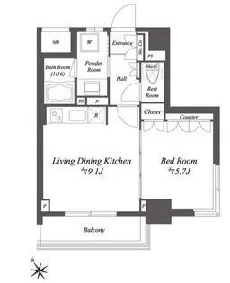 レジデンシャル目黒【9階】の間取り