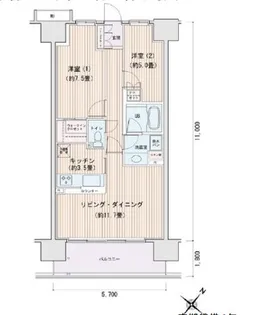 エスティメゾン豊洲レジデンスC【6階】の間取り