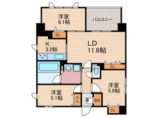 グランレブリー押小路高倉【4階】の間取り