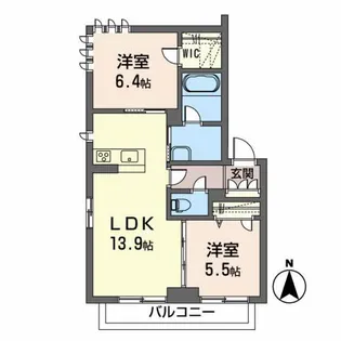 クレール富沢西A【3階】の間取り