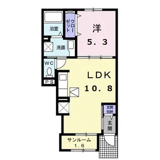 スール ソレイユ ココル I【1階】の間取り