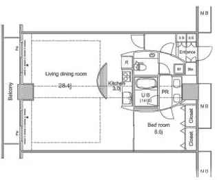 パシフィックロイヤルコートみなとみらいアーバンタワー【22階】の間取り