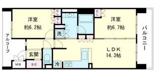 ロジュマンタワー梅田【9階】の間取り