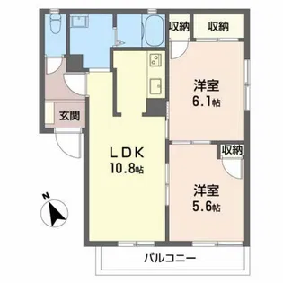パラシオン日永II B棟【2階】の間取り