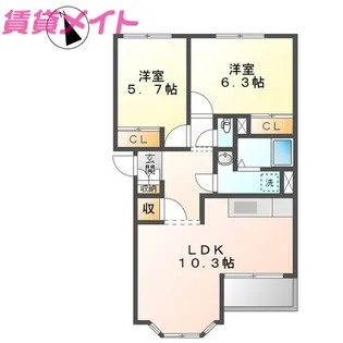 シャルム・ラ・メールI【1階】の間取り