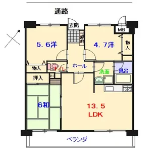 バルミーポート仁方【3階】の間取り