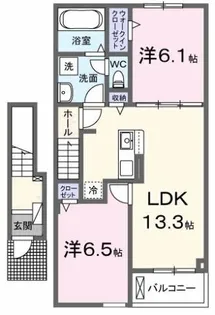 アルーン富岡 B【2階】の間取り