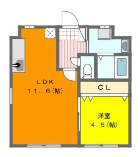 ウィングコート六軒【3階】の間取り