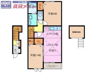 ミルキーウェイB【2階】の間取り