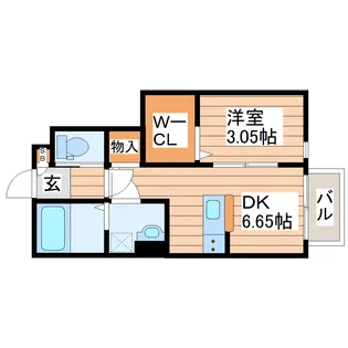 1DKの間取り画像