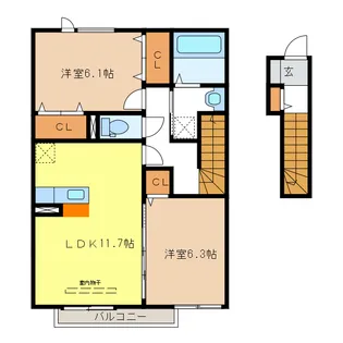 岐阜県岐阜市六条北4【アパート】の間取り
