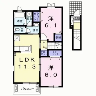 福岡県田川市大字弓削田【アパート】の間取り
