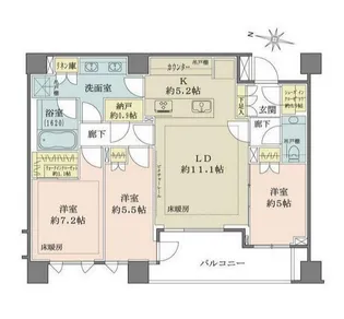 東京都千代田区六番町【マンション】の間取り