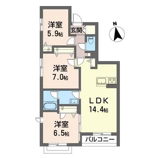ソレイユ湘南J【3階】の間取り