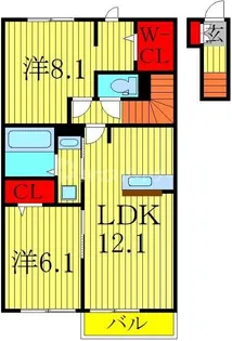 キャトルセゾンG【2階】の間取り