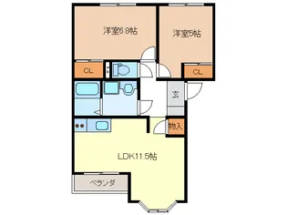 クローバー A・B棟【2階】の間取り