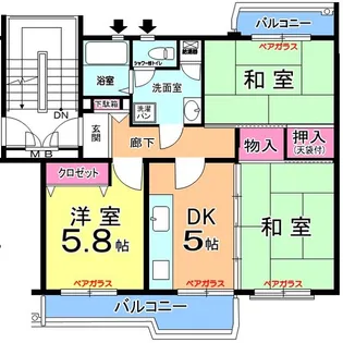 堀込第4住宅2号棟【5階】の間取り
