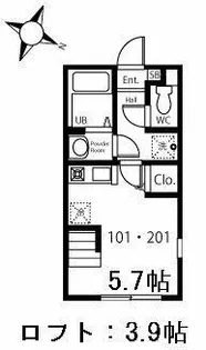 ハーミットクラブハウスキアーヴェ【2階】の間取り