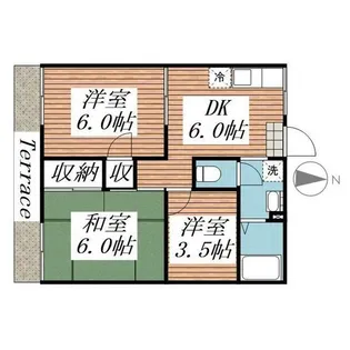 カーサ中西【1階】の間取り