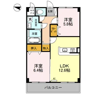 カーサ・フロール【2階】の間取り