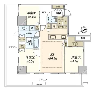 パークタワー向ヶ丘遊園【17階】の間取り