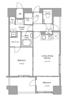 ホライズンプレイス赤坂【16階】の間取り
