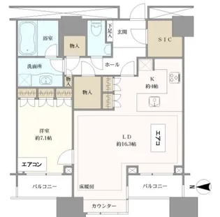 高輪ザ・レジデンス【34階】の間取り