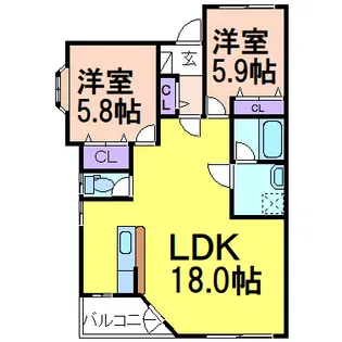 ベイリーフB【2階】の間取り