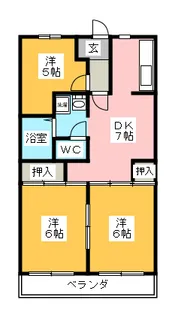 グリーンコーポアサノ【3階】の間取り