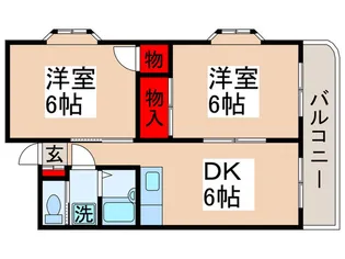 PKマンション【2階】の間取り
