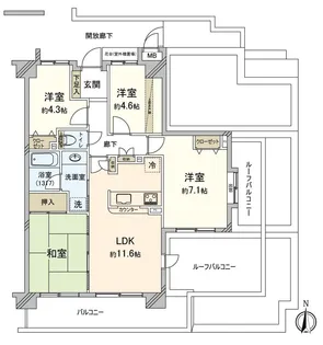 船橋ヒルズ【7階】の間取り