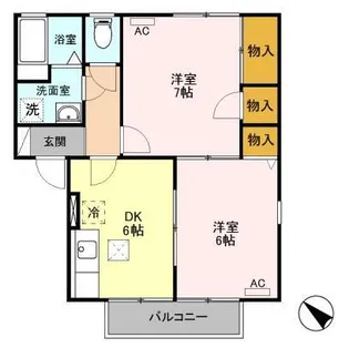 ハイカムール松園【1階】の間取り