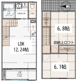 大阪府大阪市東成区中本5【一戸建】の間取り